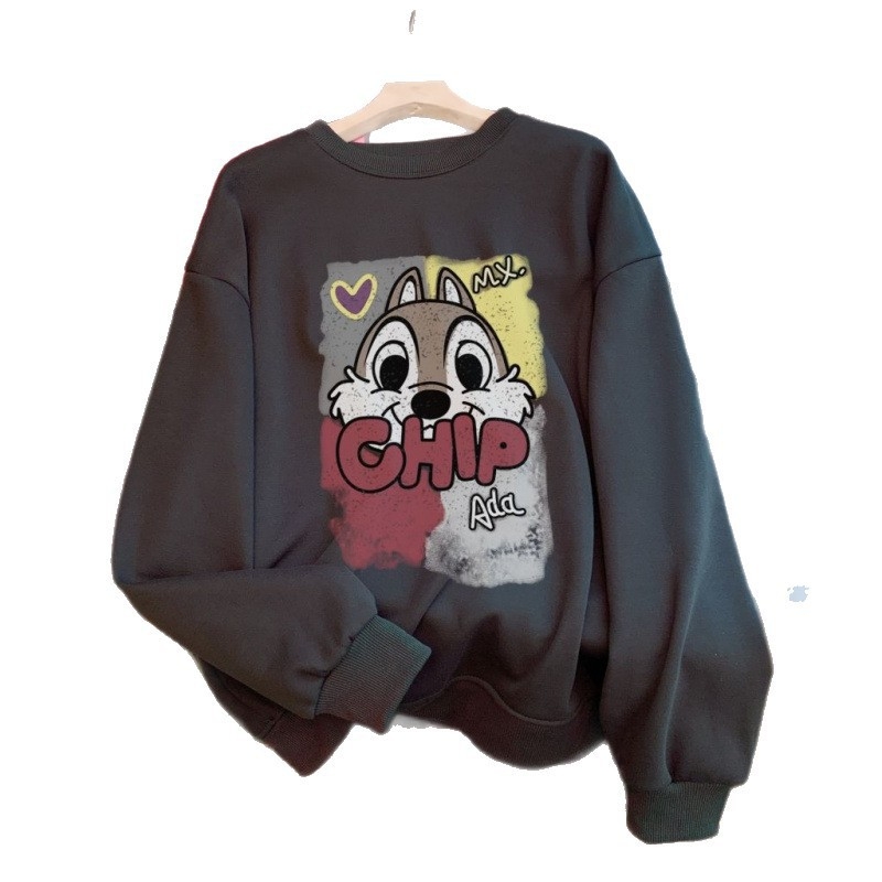 Női fleece pulóver anime mintával, kapucnival és kerek nyakkal, hosszú ujjú, bő szabású, poliészter