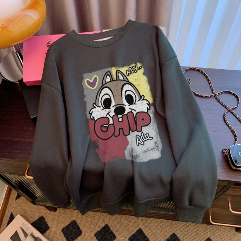 Női fleece pulóver anime mintával, kapucnival és kerek nyakkal, hosszú ujjú, bő szabású, poliészter