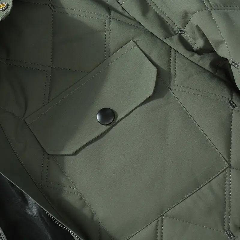 Férfi pamut-párnás dzseki gyémántvarrásos mintával, laza szabás, cipzár, selyemszálas töltet, poliészter bélés