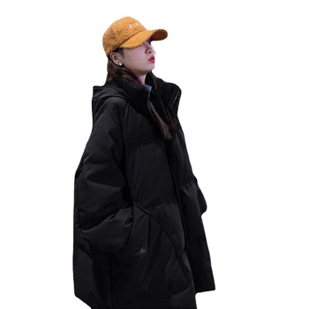 Ženski kaput srednje duljine, vodootporan i topao s punjenjem od poliestera i pamuka, kapuljača, zip