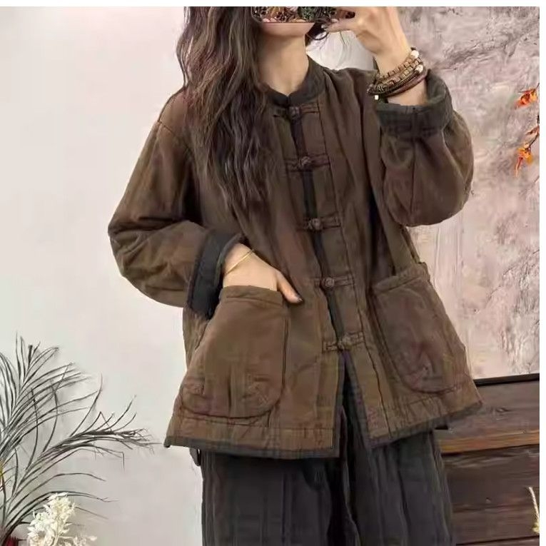 Ženski čalčani kardigan od Chenille tkanine, punjenje Silk cotton, Spandex u sastavu, polo ovratnik, ultra kratka duljina