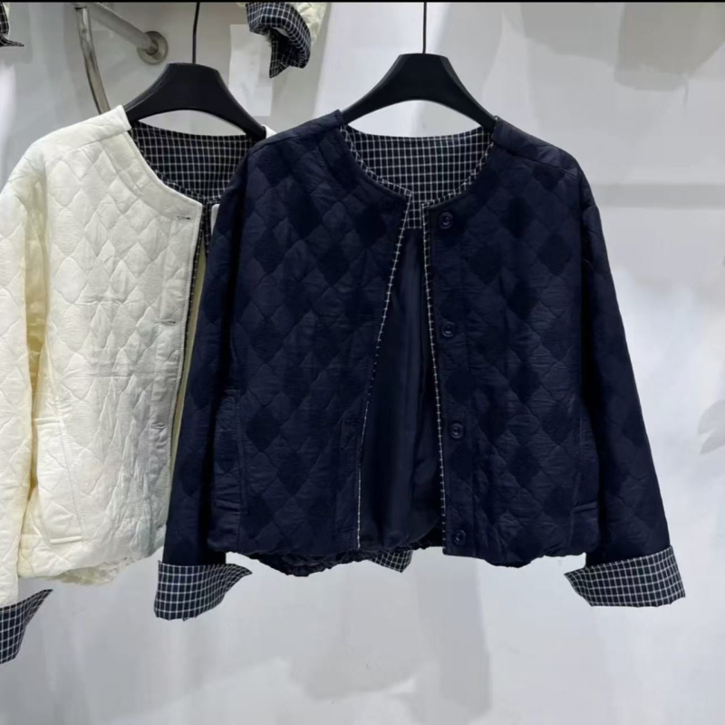 Korejski stil patchwork ultra kratko sako s punom od svile-pamuka, Chenille tkanina, glavna tkanina: spandeks, polo ovratnik