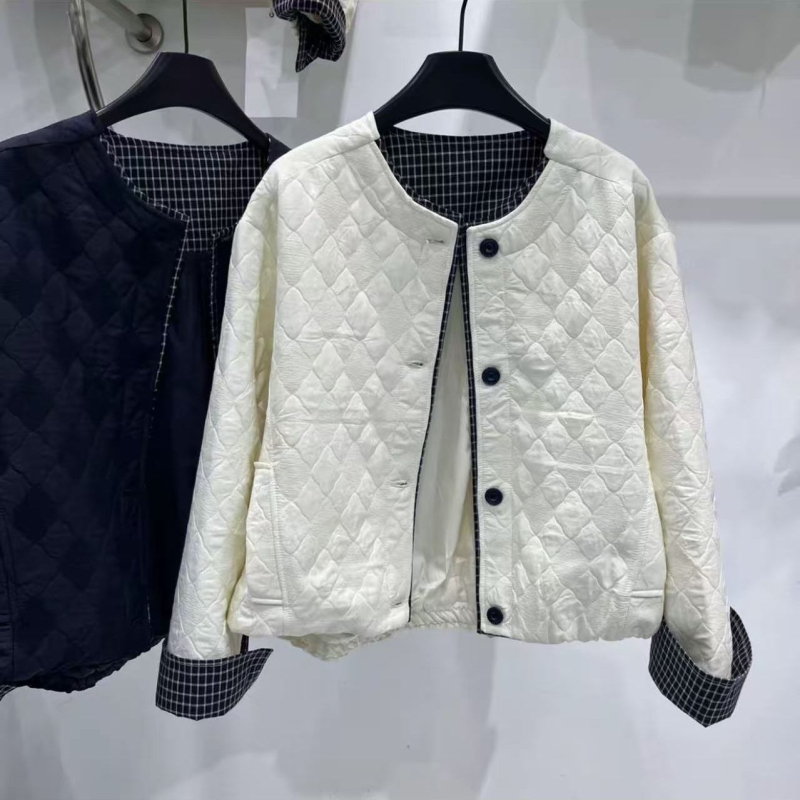 Korejski stil patchwork ultra kratko sako s punom od svile-pamuka, Chenille tkanina, glavna tkanina: spandeks, polo ovratnik