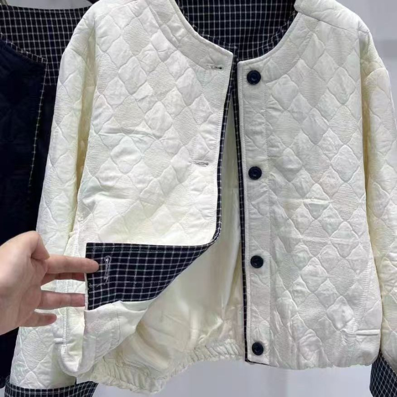 Korejski stil patchwork ultra kratko sako s punom od svile-pamuka, Chenille tkanina, glavna tkanina: spandeks, polo ovratnik