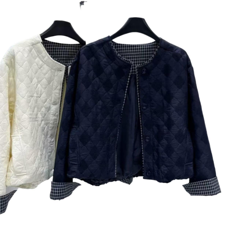 Korejski stil patchwork ultra kratko sako s punom od svile-pamuka, Chenille tkanina, glavna tkanina: spandeks, polo ovratnik