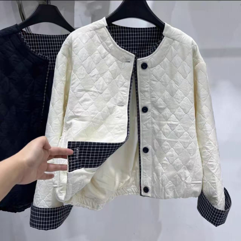 Korejski stil patchwork ultra kratko sako s punom od svile-pamuka, Chenille tkanina, glavna tkanina: spandeks, polo ovratnik