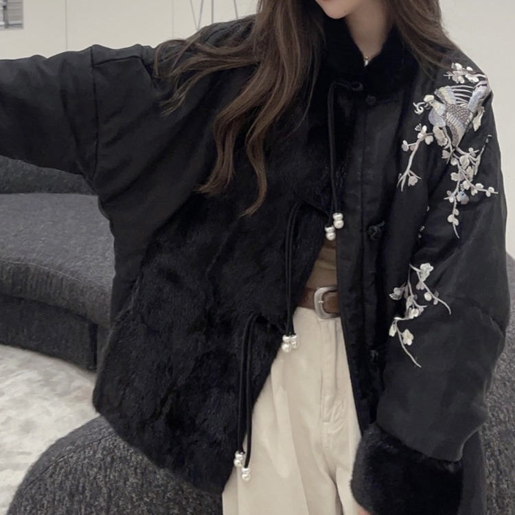 Ženski kaput, uski kroj, dugi rukavi, zatvarač, poliesterski, vzor biljaka i cvijeća