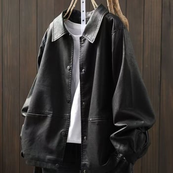 Дамско PU кожено яке, имитационна кожа, А-образна линия, квадратна яка, без ръкави, дължина 50–65 см