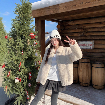 Ženska jakna od poliestera s flisom, polo ovratnik, prednji zip, A-linija kroj, dugi rukav, jesen-zima 2025