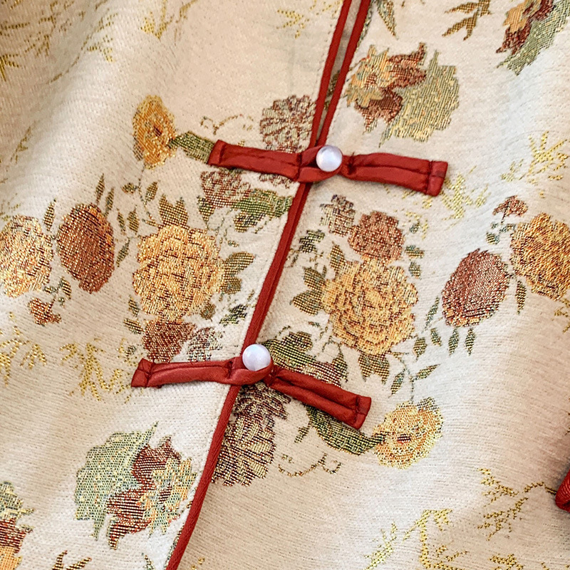 Cardigan od chenille sa cvjetnim žakardom, srednja duljina, dugi rukavi