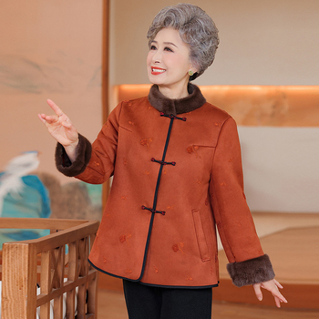 Ziemas kažokādas jaka ar režģa ārējo materiālu PVC, līdz 30% PVC, etnisks retro stils