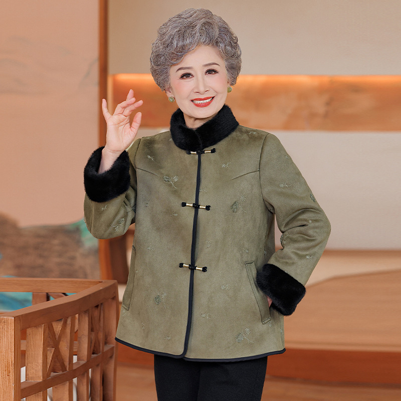 Ziemas kažokādas jaka ar režģa ārējo materiālu PVC, līdz 30% PVC, etnisks retro stils