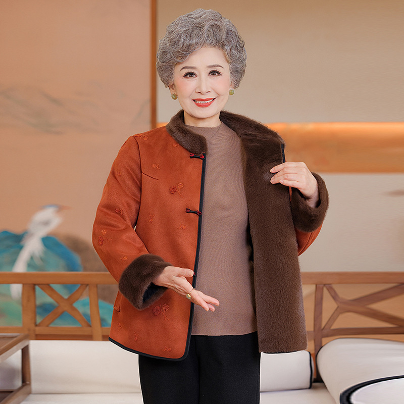 Ziemas kažokādas jaka ar režģa ārējo materiālu PVC, līdz 30% PVC, etnisks retro stils