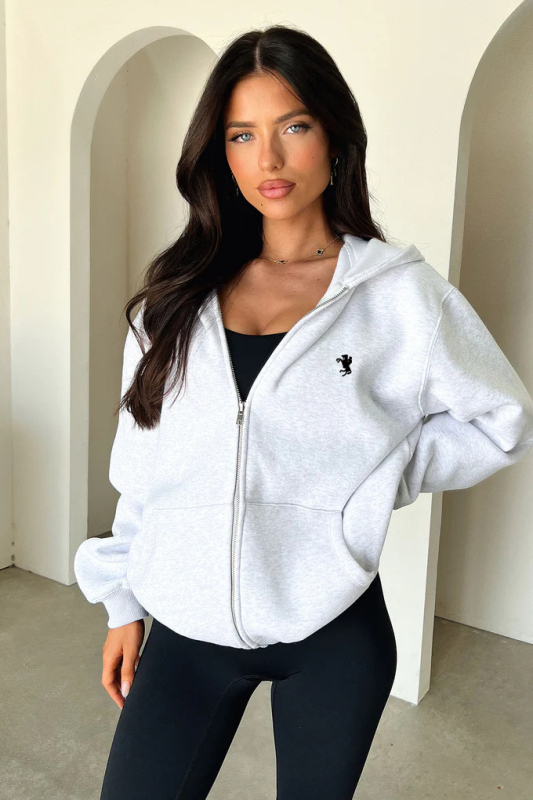 Hoodie s kapuljačom, print, produženog kroja, poliester tkanina s počesanjem, zatvarač