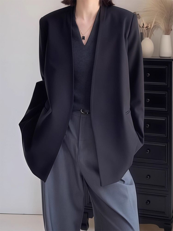 Naiste Chenille bleizer polo krae, varrukateta, 2025 kevad