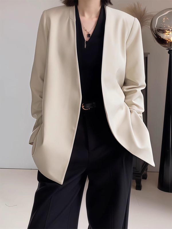 Naiste Chenille bleizer polo krae, varrukateta, 2025 kevad