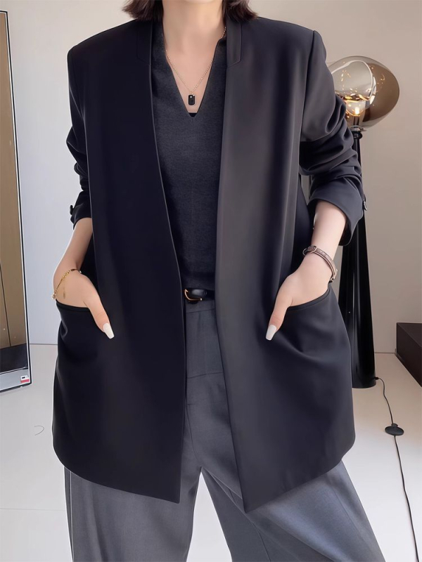 Naiste Chenille bleizer polo krae, varrukateta, 2025 kevad