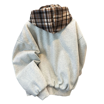 Unisex karirana kapuljača puffer jakna sa zipom