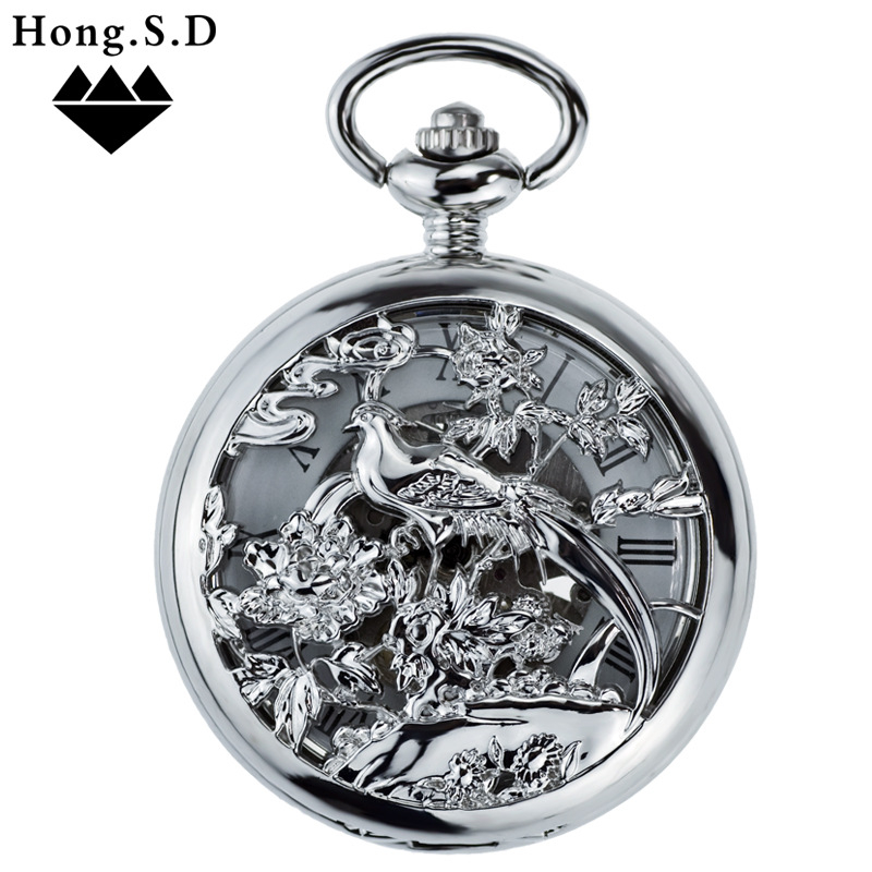 Hongshida džepni sat – mehanički mehanizam, brojčanik 46 mm, kućište od zinkove legure, debljina 12 mm, preklopni poklopac s urezanim dizajnom; retro Šangaj stil
