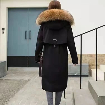 Ženska parka s odvojivom lisicom krznom, kapuljača, ultra kratka duljina, punilo od bijelog pačjeg perja 51–55%