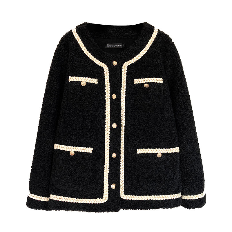 Poliesterska jakna, slobodan kroj, okrugli izrez, dugi rukavi, srednja debljina, zima 2024