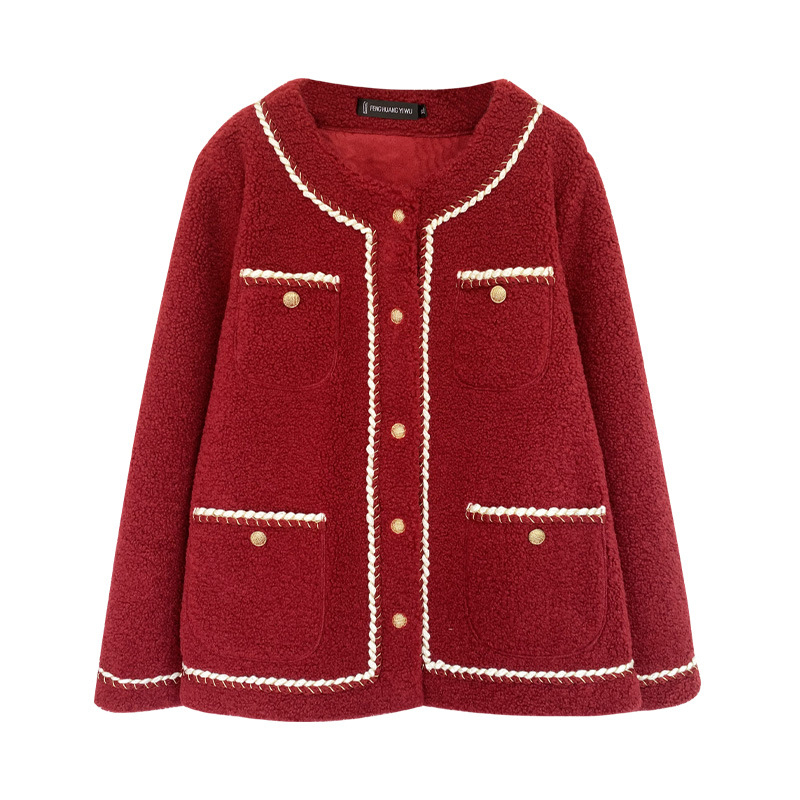 Poliesterska jakna, slobodan kroj, okrugli izrez, dugi rukavi, srednja debljina, zima 2024