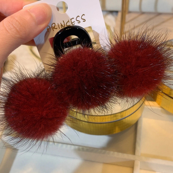 Κλιπ μαλλιών με βελούδινη μπάλα, χειροποίητο, στυλ ελαφρού πολυτελείας, χειμώνας 2023