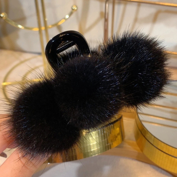 Κλιπ μαλλιών με βελούδινη μπάλα, χειροποίητο, στυλ ελαφρού πολυτελείας, χειμώνας 2023