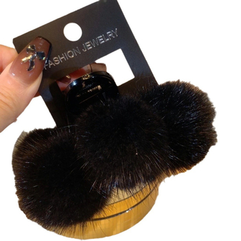 Κλιπ μαλλιών με βελούδινη μπάλα, χειροποίητο, στυλ ελαφρού πολυτελείας, χειμώνας 2023