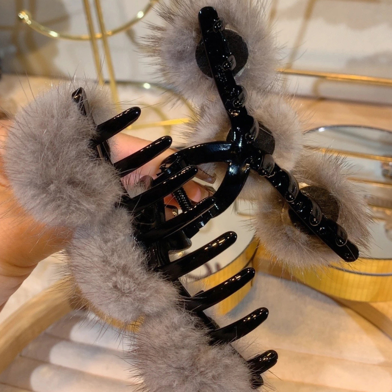 Κλιπ μαλλιών με βελούδινη μπάλα, χειροποίητο, στυλ ελαφρού πολυτελείας, χειμώνας 2023