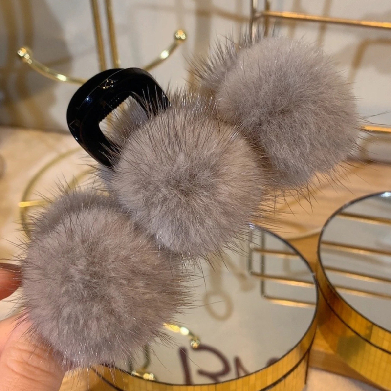 Κλιπ μαλλιών με βελούδινη μπάλα, χειροποίητο, στυλ ελαφρού πολυτελείας, χειμώνας 2023