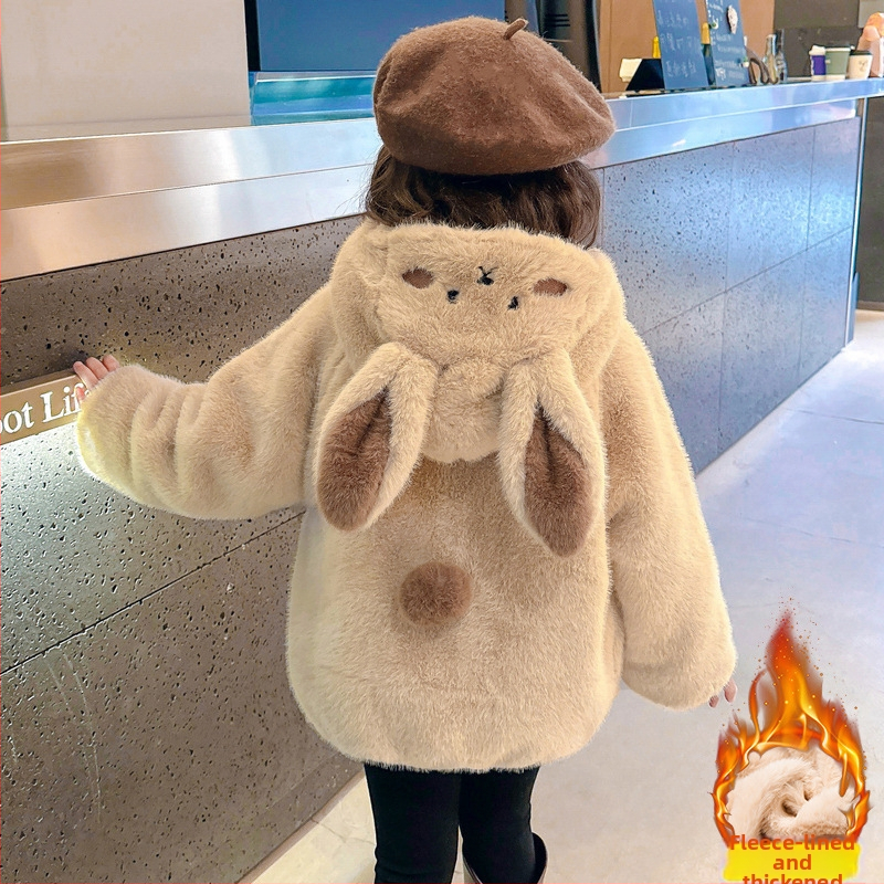 Bērnu mākslīgās kažokādas jaka ar rāvējslēdzēju, korejiešu stilā, iekšējais flīss, 3–8 gadi, rudens–ziemas sezona.