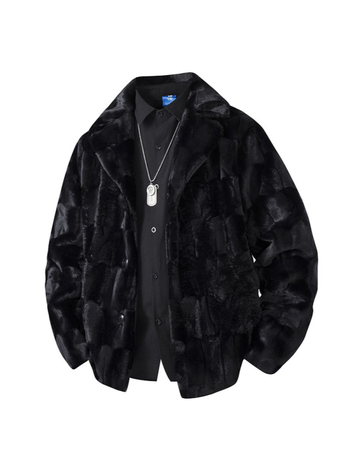 Kaputsiga jak, klapiga kaeluse, paksu kunstliku norka imitatsiooni, vaba lõige, polüestri väline ja vooder