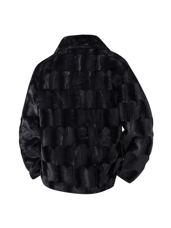 Kaputsiga jak, klapiga kaeluse, paksu kunstliku norka imitatsiooni, vaba lõige, polüestri väline ja vooder