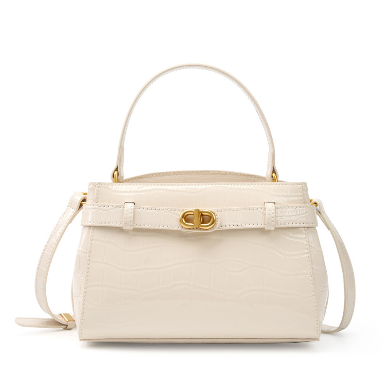 Kelly torba – prava koža, uzorak krokodila, zaključavanje lokotom, horizontalni četvrtasti oblik, unutarnja džep s zatvaračem i džep za telefon, crossbody s jednim remenom