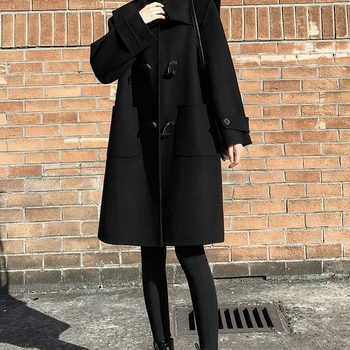 Ženski vuneni kaput s kopčama sprijeda, slobodan kroj, ultra kratka duljina ≤40 cm, bez rukava