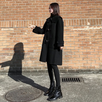 Ženski vuneni kaput s kopčama sprijeda, slobodan kroj, ultra kratka duljina ≤40 cm, bez rukava