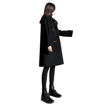 Ženski vuneni kaput s kopčama sprijeda, slobodan kroj, ultra kratka duljina ≤40 cm, bez rukava