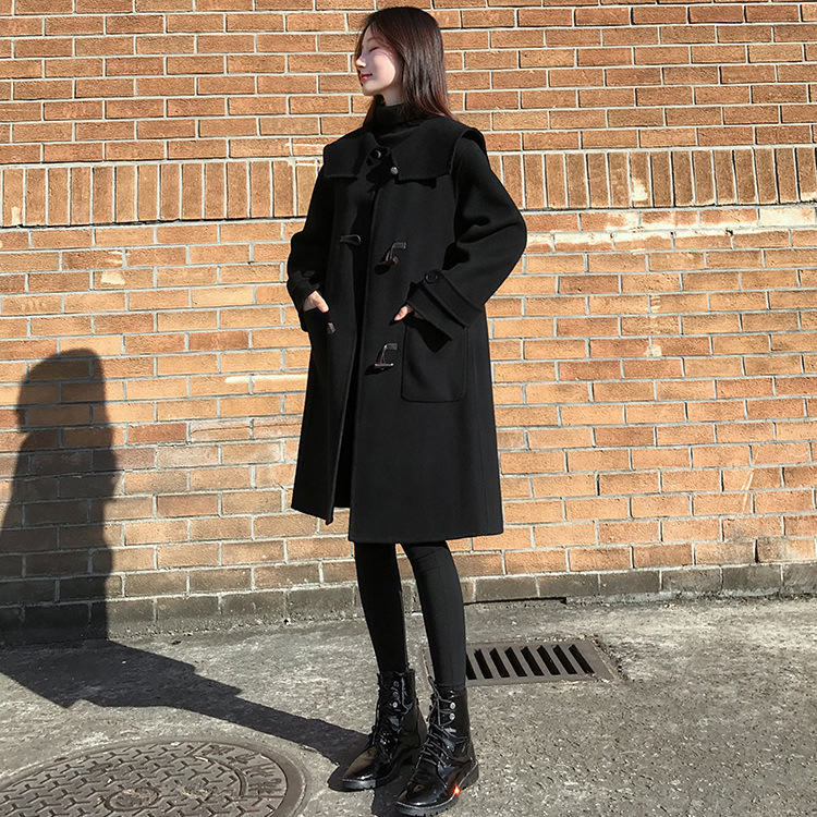 Ženski vuneni kaput s kopčama sprijeda, slobodan kroj, ultra kratka duljina ≤40 cm, bez rukava