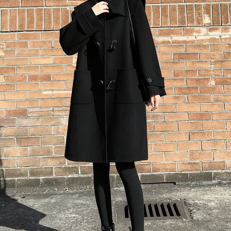 Ženski vuneni kaput s kopčama sprijeda, slobodan kroj, ultra kratka duljina ≤40 cm, bez rukava