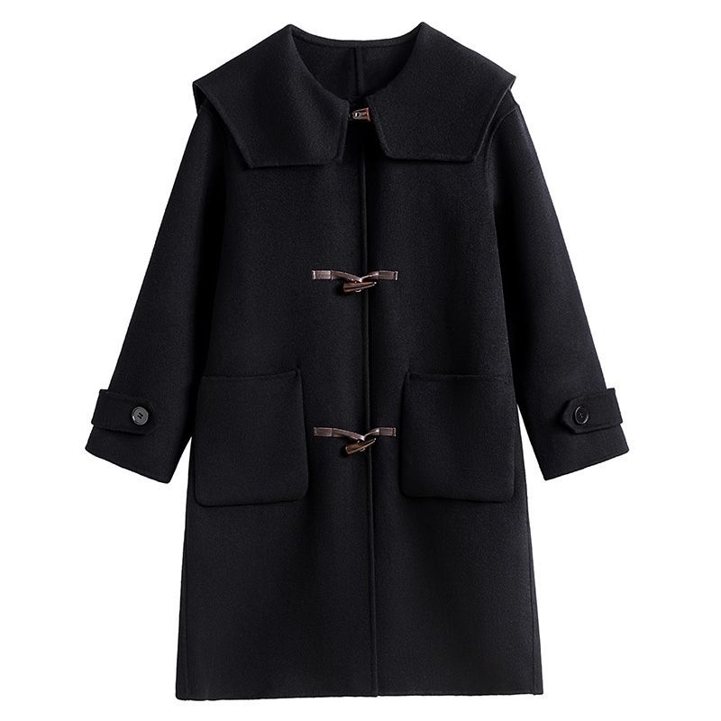 Ženski vuneni kaput s kopčama sprijeda, slobodan kroj, ultra kratka duljina ≤40 cm, bez rukava