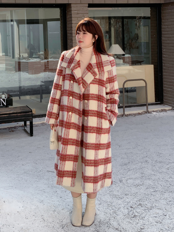 Dugi vuneni kaput s okruglim ovratnikom, uski kroj, produžena duljina, mješavina elastana