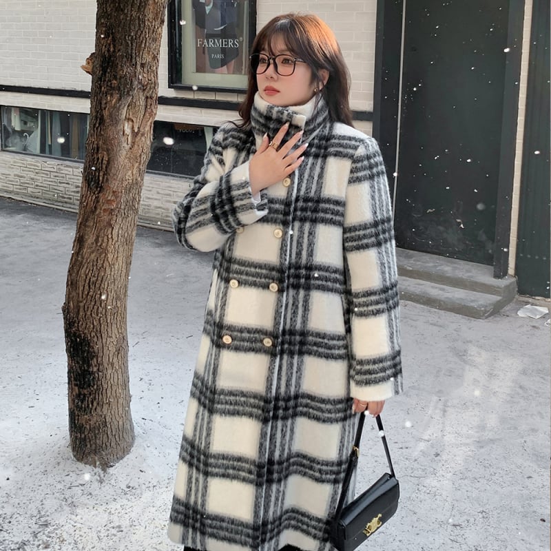 Dugi vuneni kaput s okruglim ovratnikom, uski kroj, produžena duljina, mješavina elastana