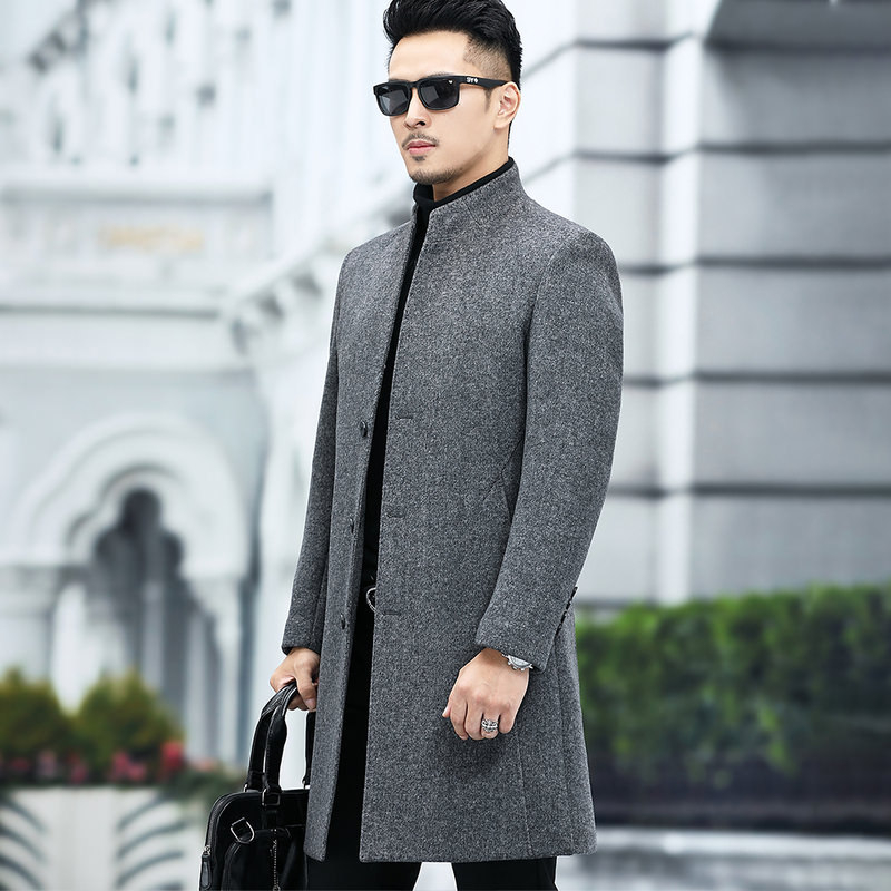 Muški kaput u korejskom stilu, debela vuna, jednostruko zatvaranje