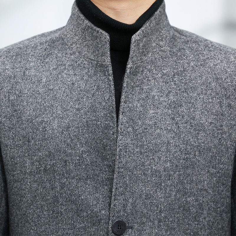 Muški kaput u korejskom stilu, debela vuna, jednostruko zatvaranje