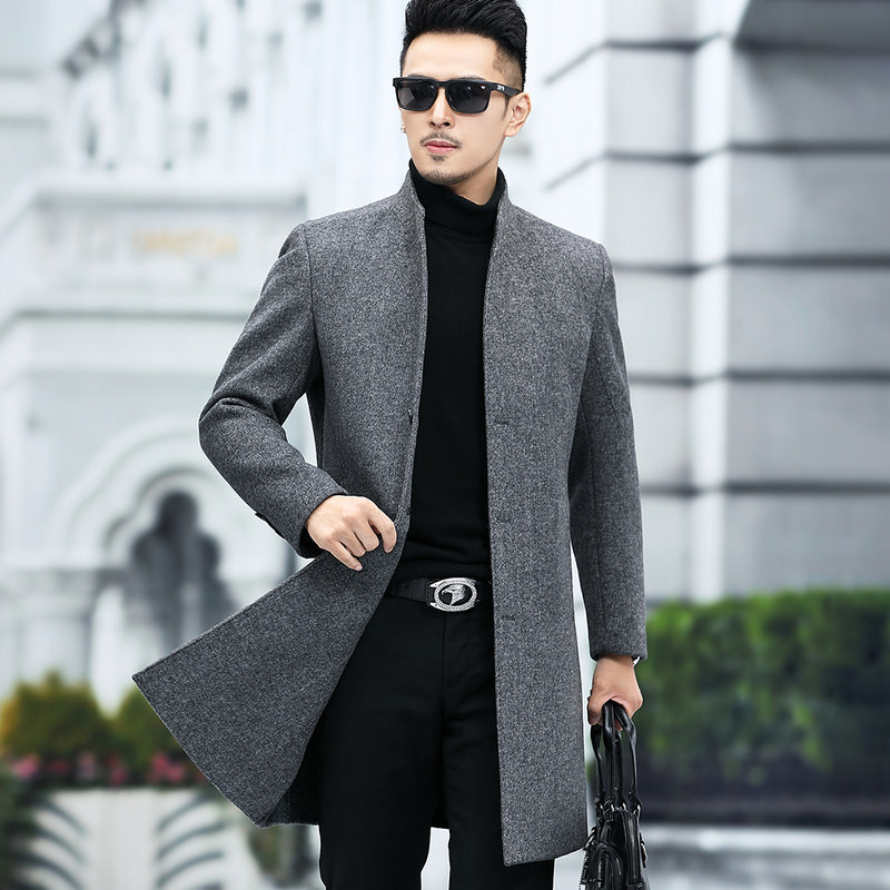 Muški kaput u korejskom stilu, debela vuna, jednostruko zatvaranje