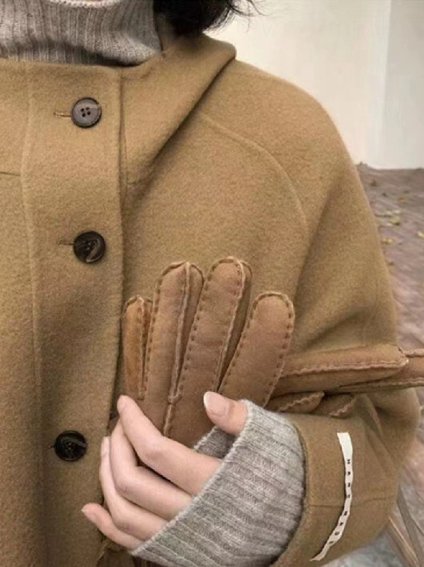 Kaput s kapuljačom od chenille, krzneni ovratnik, kratka dužina, japansko-korejski stil