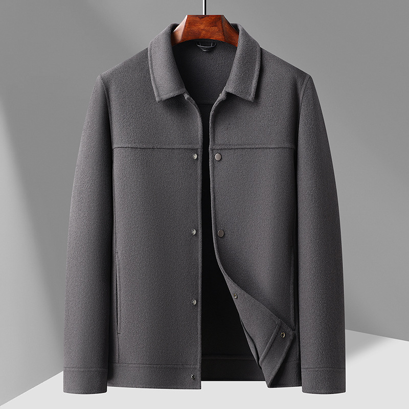 Jakna od vune s dvostrukom baršunastom podstavom, jednostruko kopčanje, debela izolacija, 70% vune