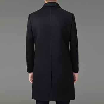 Meeste mantel 100% lamba villast, kahekülgne vill, sisemine vooder, paksendatud soojus, äriline keskmise pikkusega, ühe riviga nööpidega kinnitusega, rihmata, ühevärviline