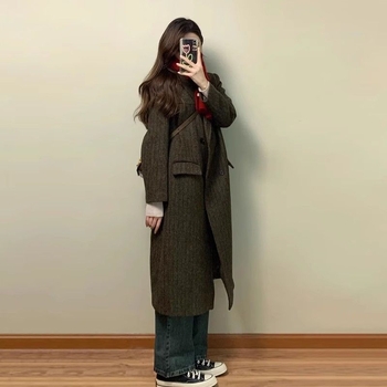 Ženski vuneni kaput s apstraktnim uzorkom, Modalna tkanina, kratki kaput u A-liniji, stojeći ovratnik, 3/4 rukavi